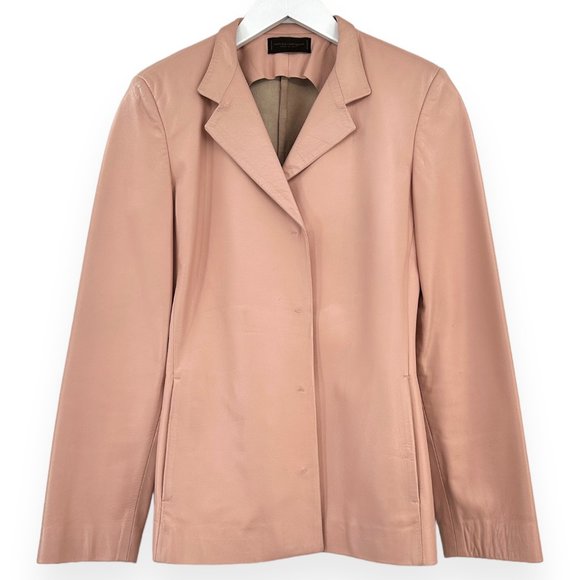 Narciso Rodriguez Light Pastel Pink Snap Button Sheep Leather Jacket - Picture 1 of 8